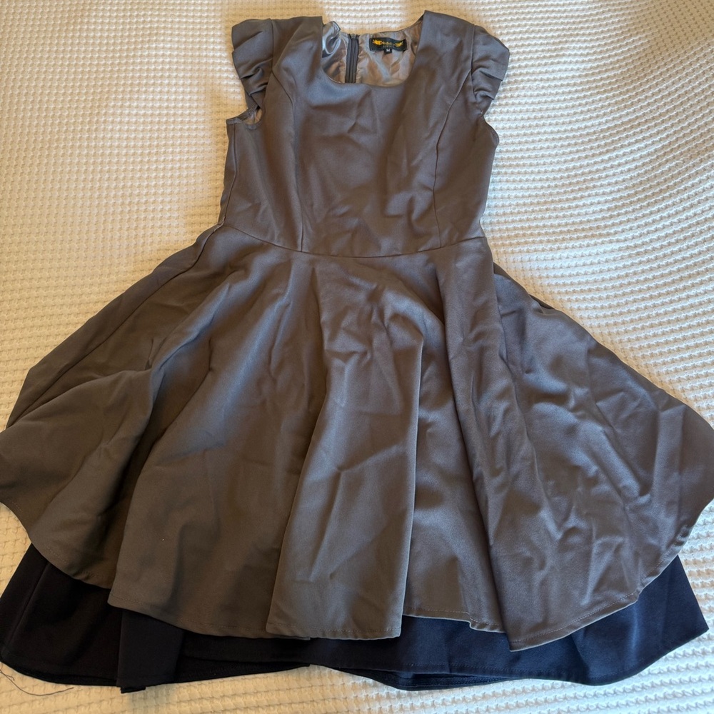 Gray Cap Sleeve Mini A-Line Dress
